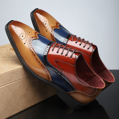 Men's Patent Brogue Dress Shoes – Stylish Wingtip Design for Formal Occasions