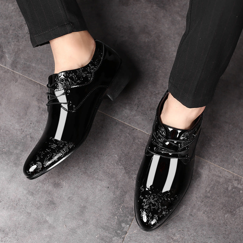 Men’s Patent Derby Shoes – Embossed Elegance for Formal Events