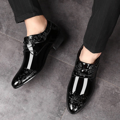 Men’s Patent Derby Shoes – Embossed Elegance for Formal Events