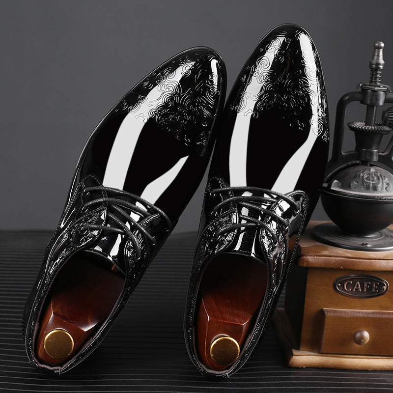 Men’s Patent Derby Shoes – Embossed Elegance for Formal Events