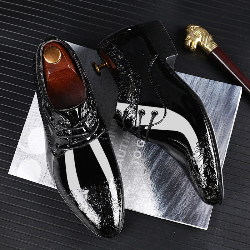 Men’s Patent Derby Shoes – Embossed Elegance for Formal Events