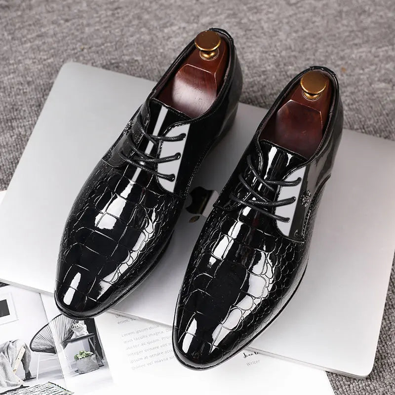 Men’s Patent Oxford Dress Shoes – Stylish Lace-Up Formal Footwear for Special Occasions