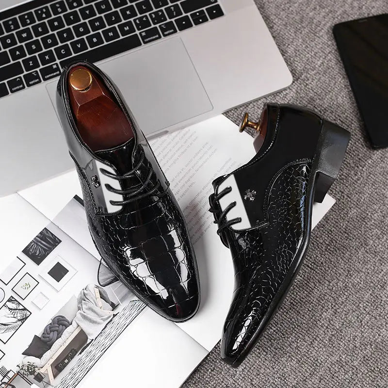 Men’s Patent Oxford Dress Shoes – Stylish Lace-Up Formal Footwear for Special Occasions
