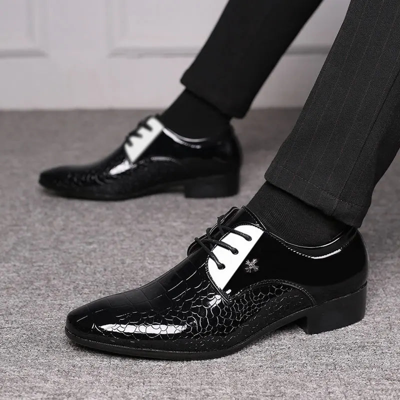 Men’s Patent Oxford Dress Shoes – Stylish Lace-Up Formal Footwear for Special Occasions