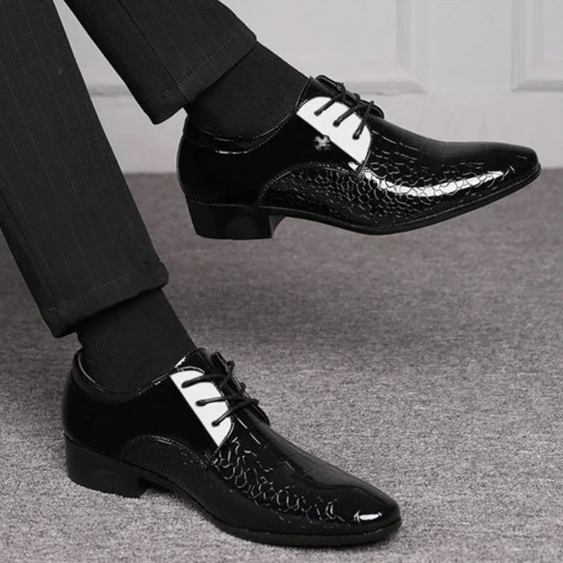 Men’s Patent Oxford Dress Shoes – Stylish Lace-Up Formal Footwear for Special Occasions