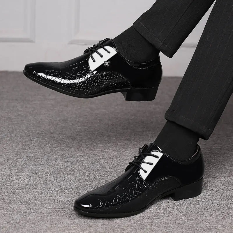 Men’s Patent Oxford Dress Shoes – Stylish Lace-Up Formal Footwear for Special Occasions
