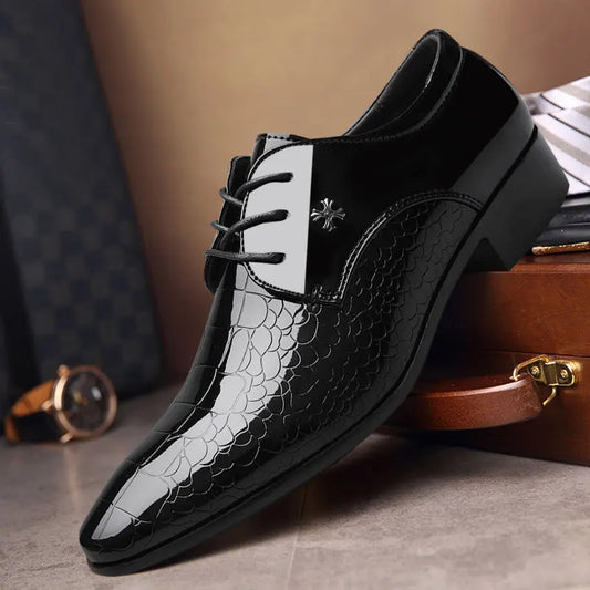 Men’s Patent Oxford Dress Shoes – Stylish Lace-Up Formal Footwear for Special Occasions