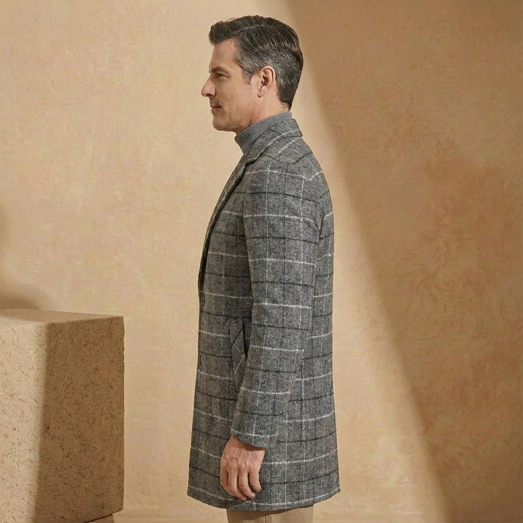 Men's Plaid Overcoat | Slim Tailored Fit