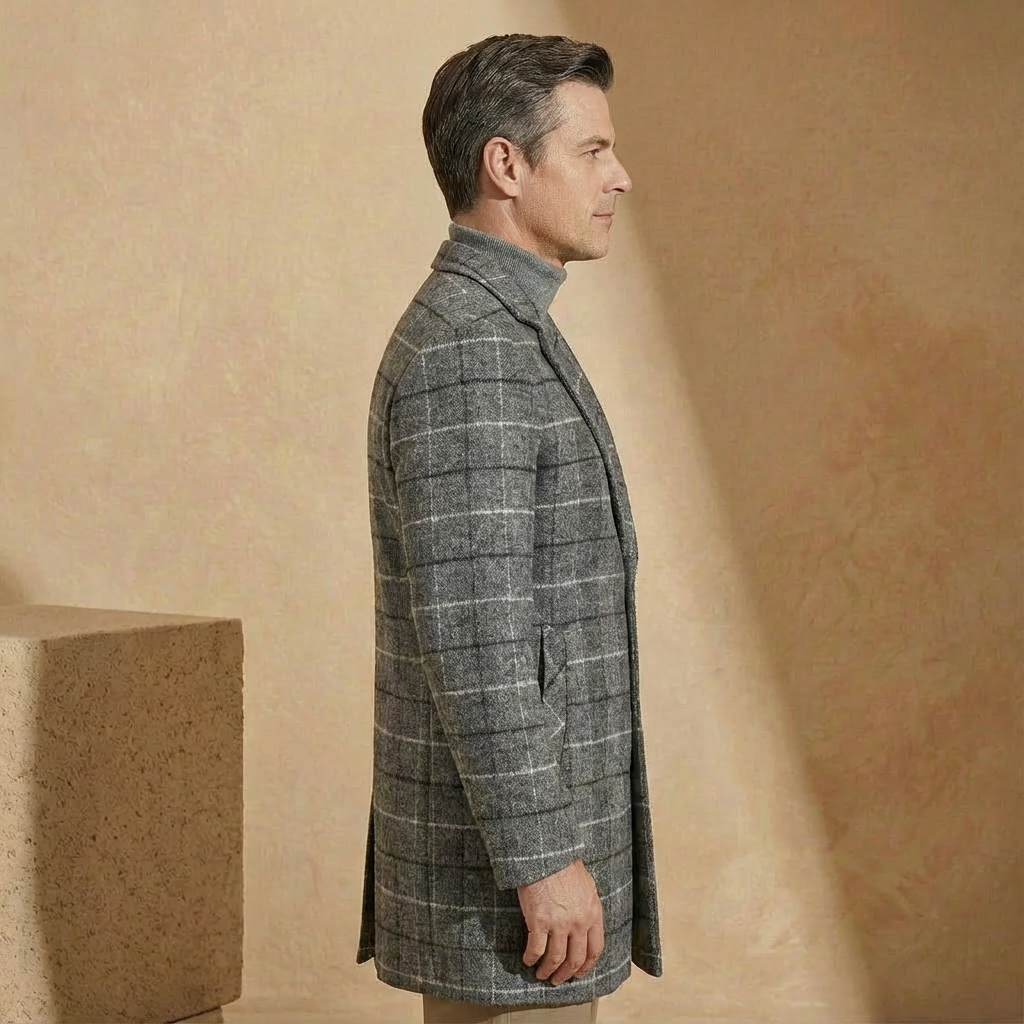 Men's Plaid Overcoat | Slim Tailored Fit