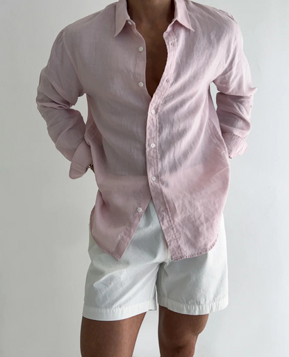 Men's Polo Linen Shirt | Relaxed Fit Breathable & Lightweight Summer