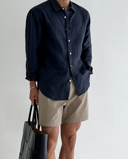 Men's Polo Linen Shirt | Relaxed Fit Breathable & Lightweight Summer