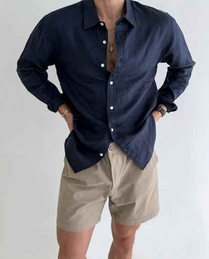Men's Polo Linen Shirt | Relaxed Fit Breathable & Lightweight Summer