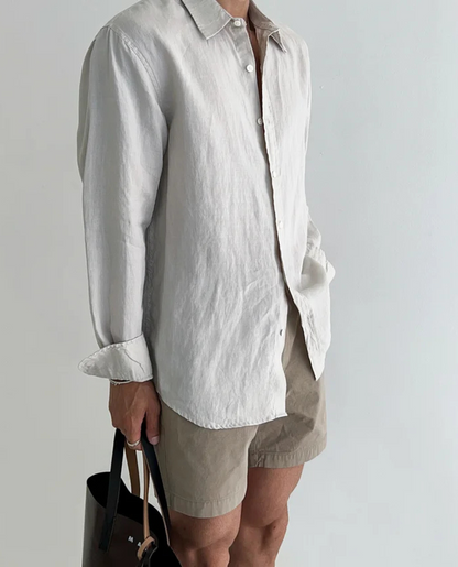 Men's Polo Linen Shirt | Relaxed Fit Breathable & Lightweight Summer