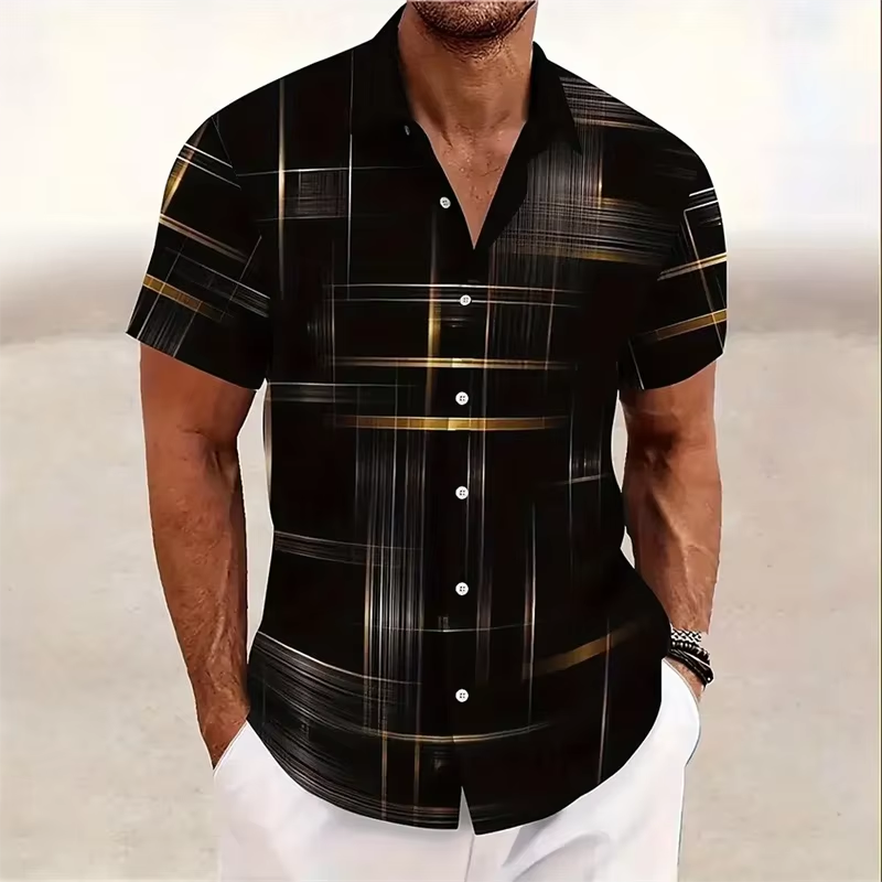 Men's Polo Shirt | Geometric Print Relaxed Fit