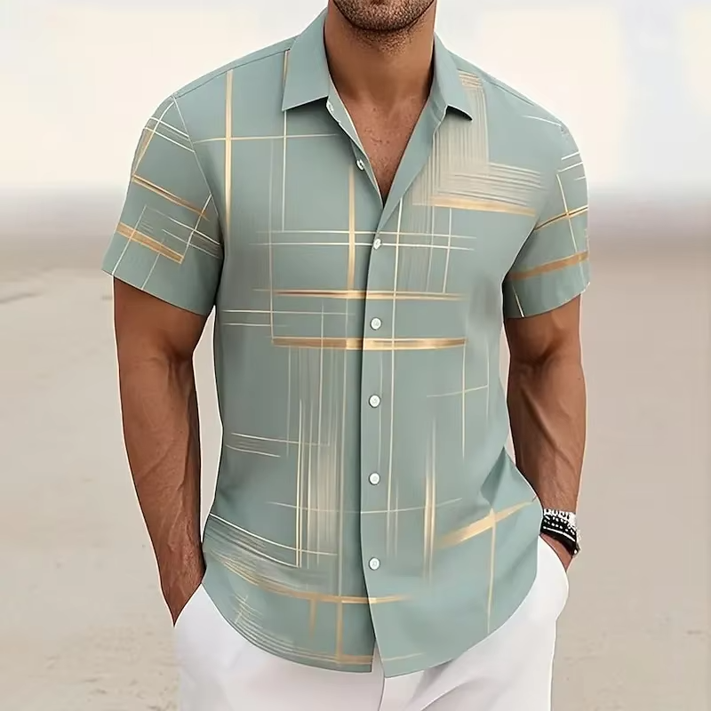 Men's Polo Shirt | Geometric Print Relaxed Fit