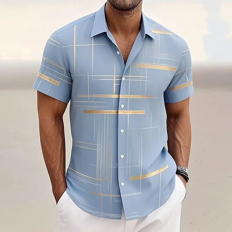 Men's Polo Shirt | Geometric Print Relaxed Fit