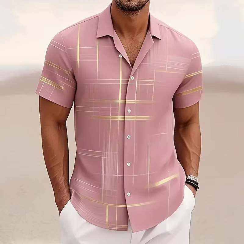 Men's Polo Shirt | Geometric Print Relaxed Fit