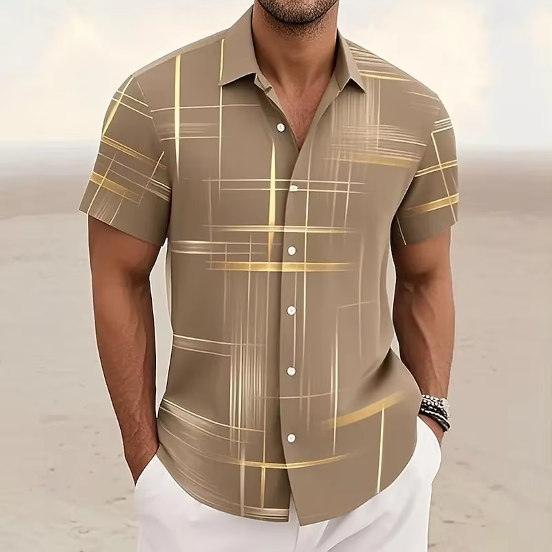 Men's Polo Shirt | Geometric Print Relaxed Fit