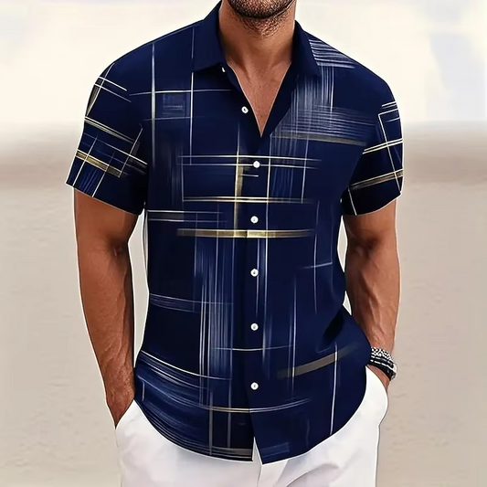 Men's Polo Shirt | Geometric Print Relaxed Fit
