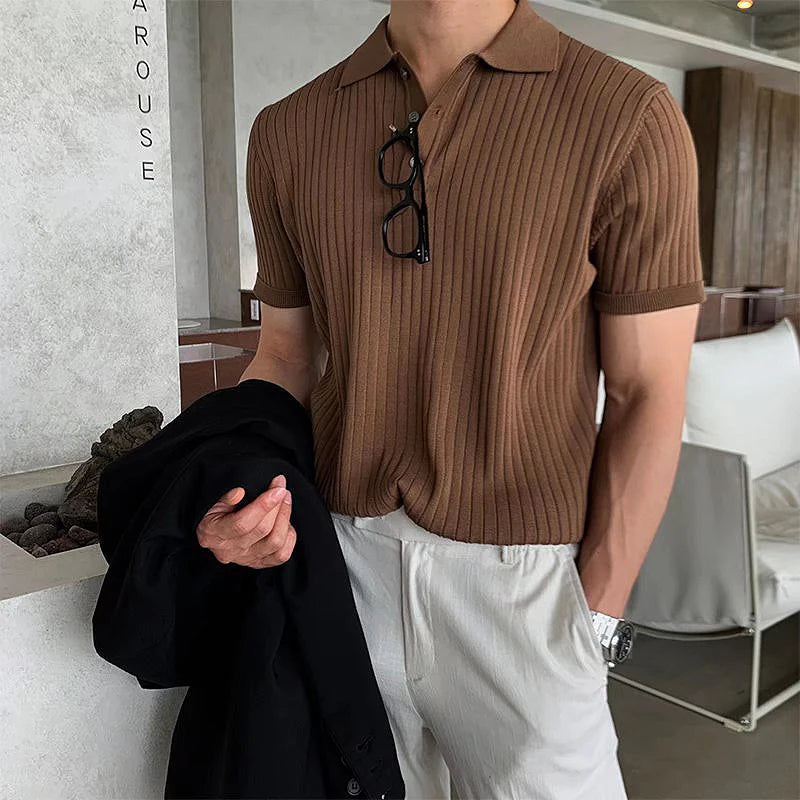 Men's Polo Shirt | Ribbed Knit Slim Fit & Smart Casual Style
