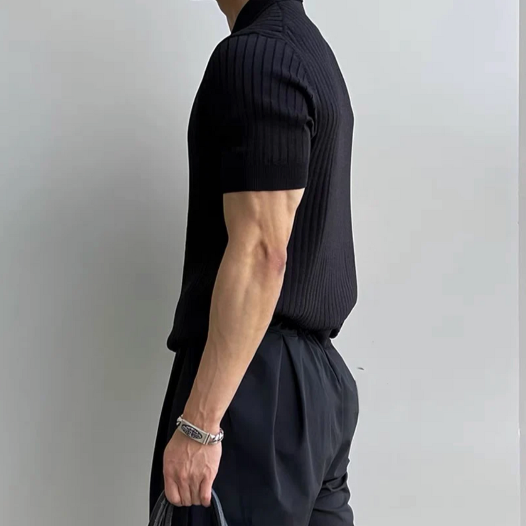 Men's Polo Shirt | Ribbed Knit Slim Fit & Smart Casual Style