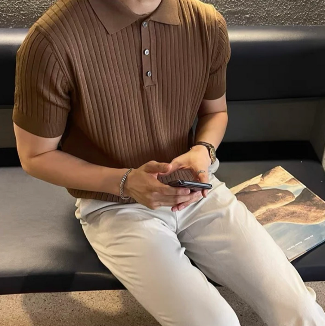 Men's Polo Shirt | Ribbed Knit Slim Fit & Smart Casual Style