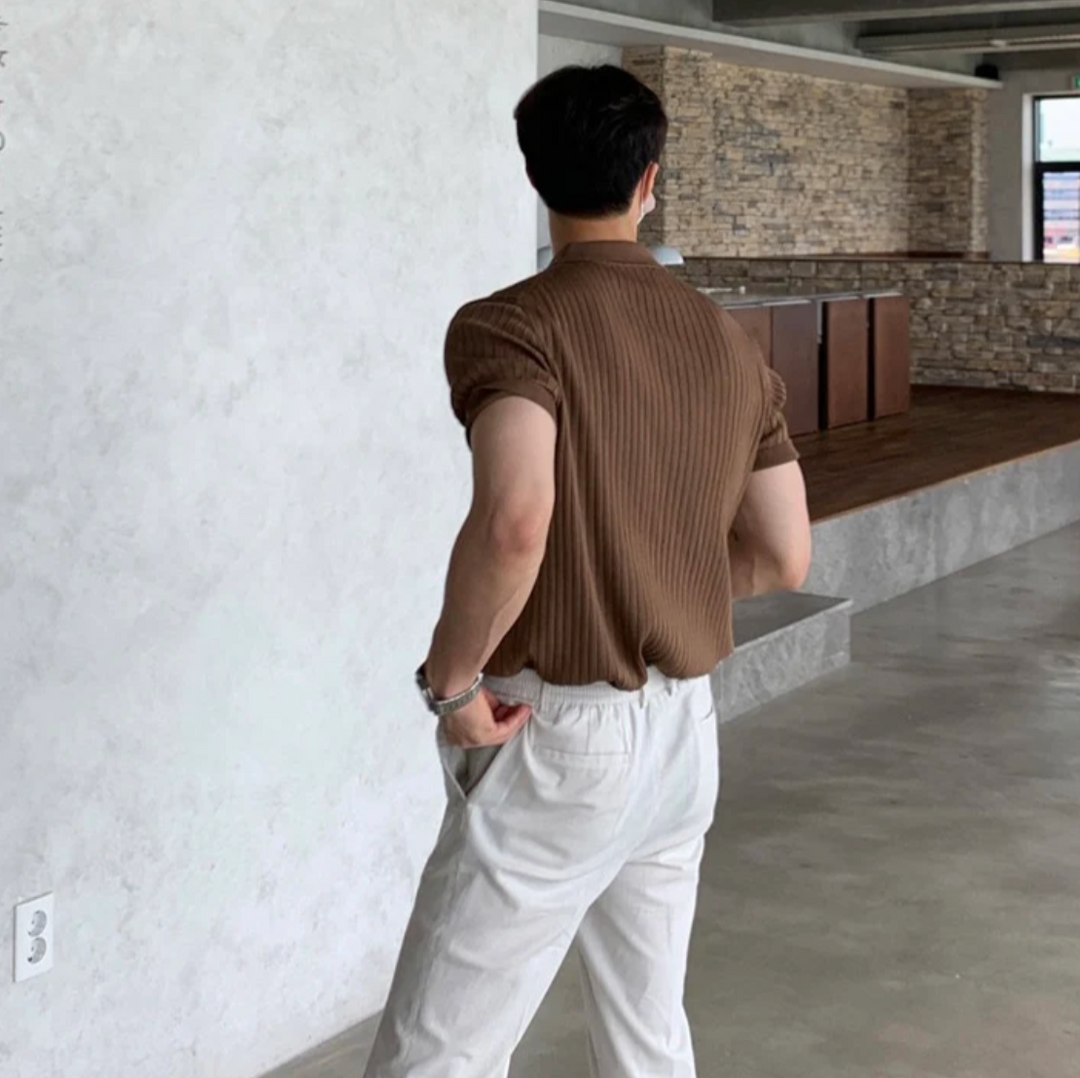 Men's Polo Shirt | Ribbed Knit Slim Fit & Smart Casual Style