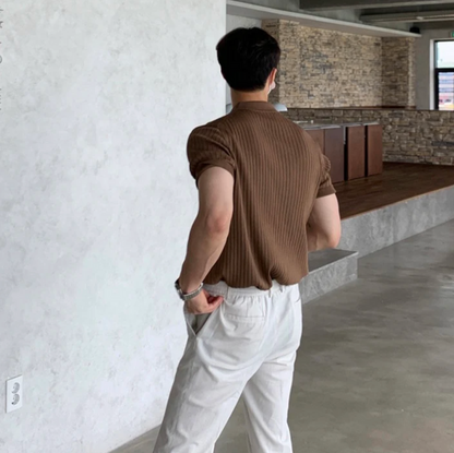 Men's Polo Shirt | Ribbed Knit Slim Fit & Smart Casual Style