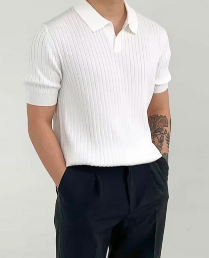 Men's Polo Shirt | Slim Fit Ribbed Knit & Tailored Smart Casual