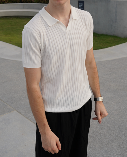 Men's Polo Shirt | Slim Fit Ribbed Knit & Tailored Smart Casual