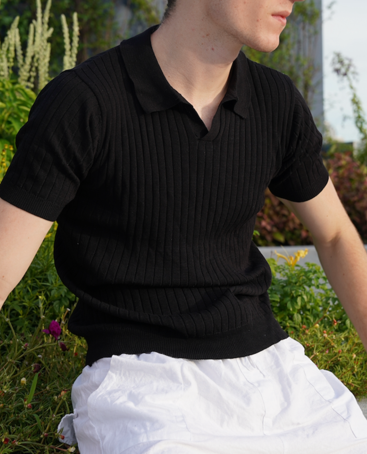 Men's Polo Shirt | Slim Fit Ribbed Knit & Tailored Smart Casual