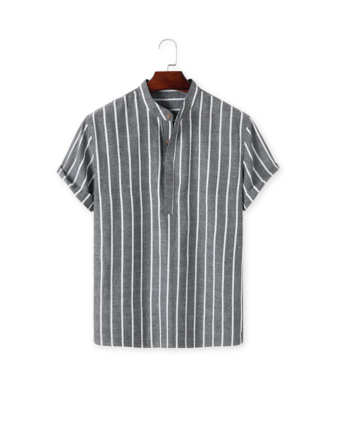 Men's Polo Shirt | Striped Band Collar Relaxed Fit & Breathable Summer