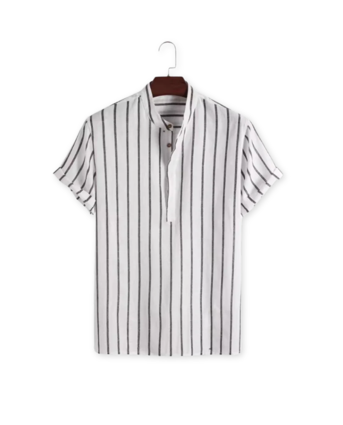 Men's Polo Shirt | Striped Band Collar Relaxed Fit & Breathable Summer