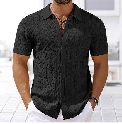 Men's Polo Shirt | Textured Button-Down Collar