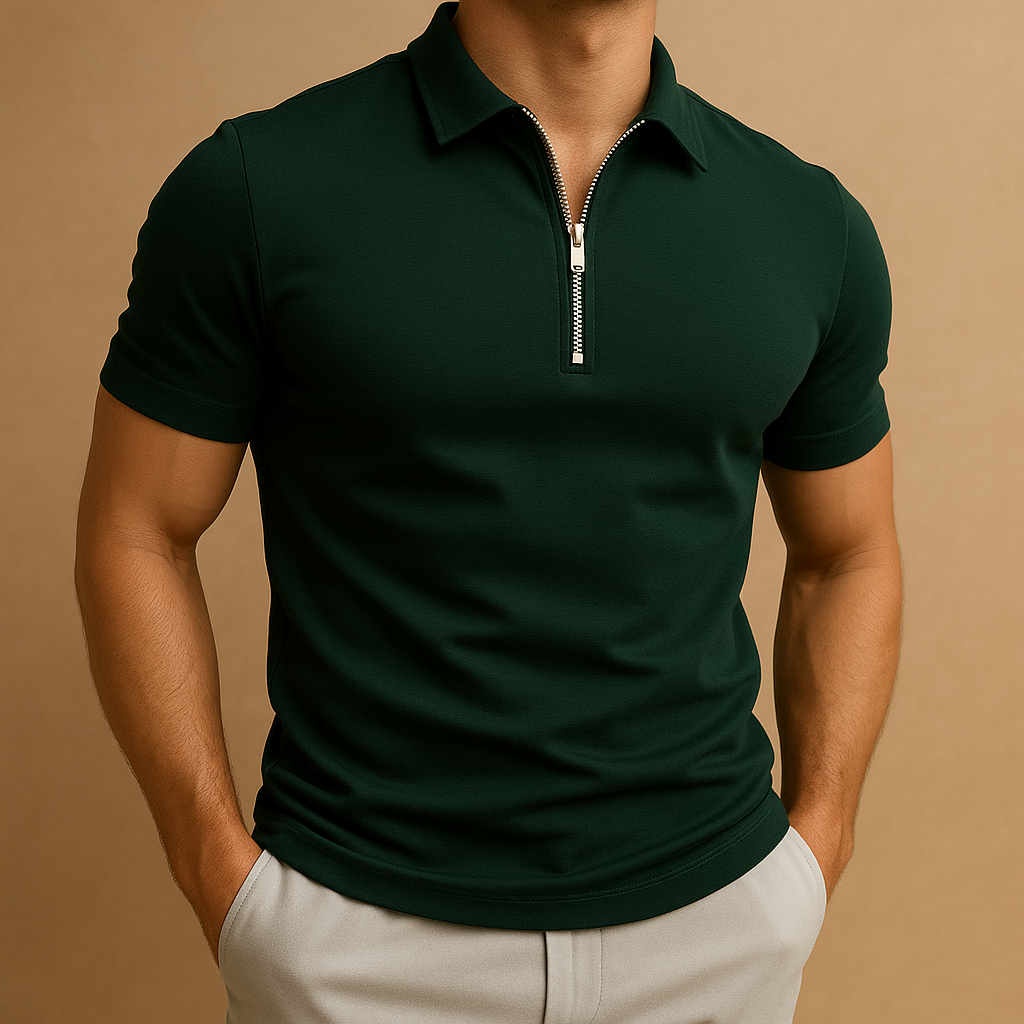 Men's Polo Shirt | Zip Neck & Slim Fit