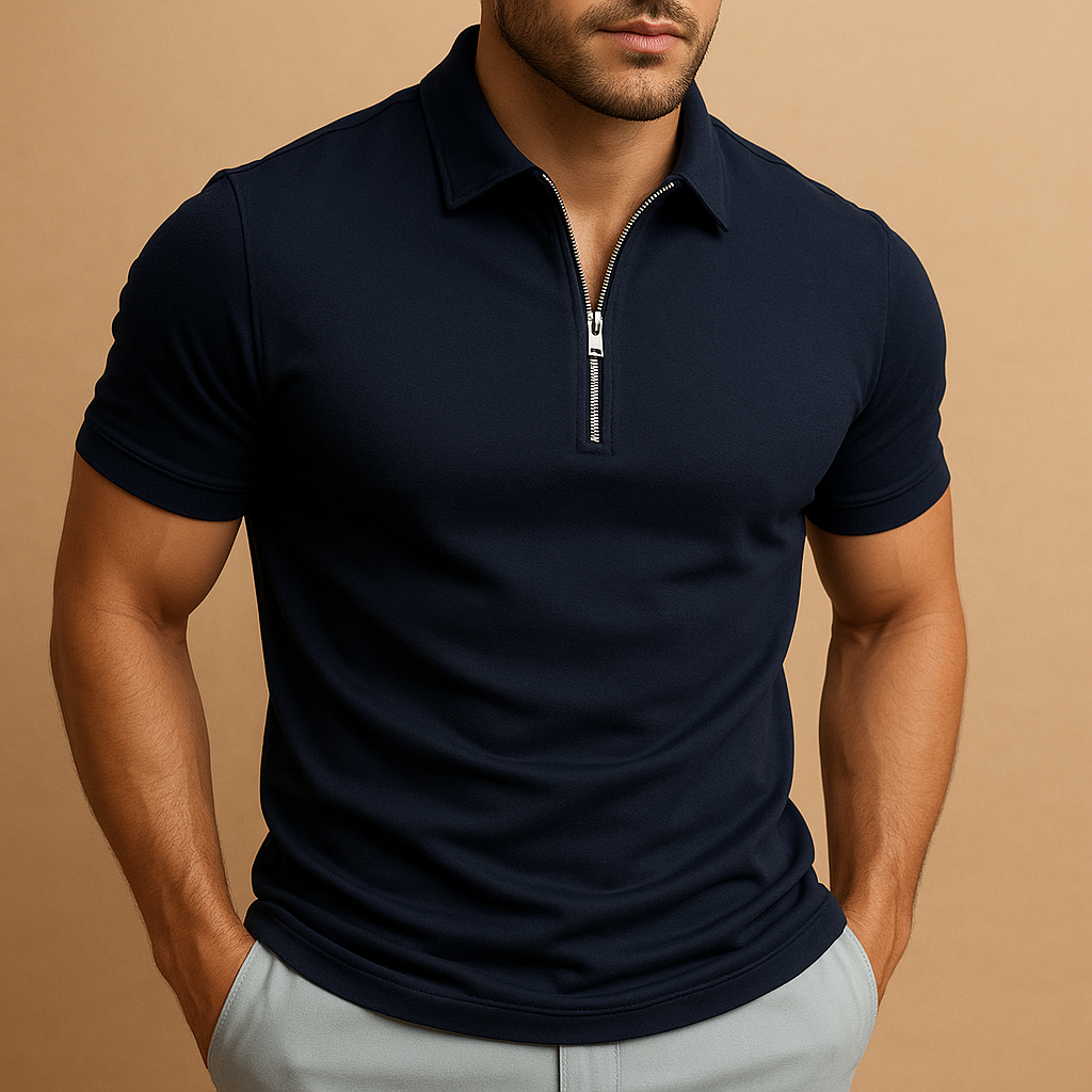 Men's Polo Shirt | Zip Neck & Slim Fit