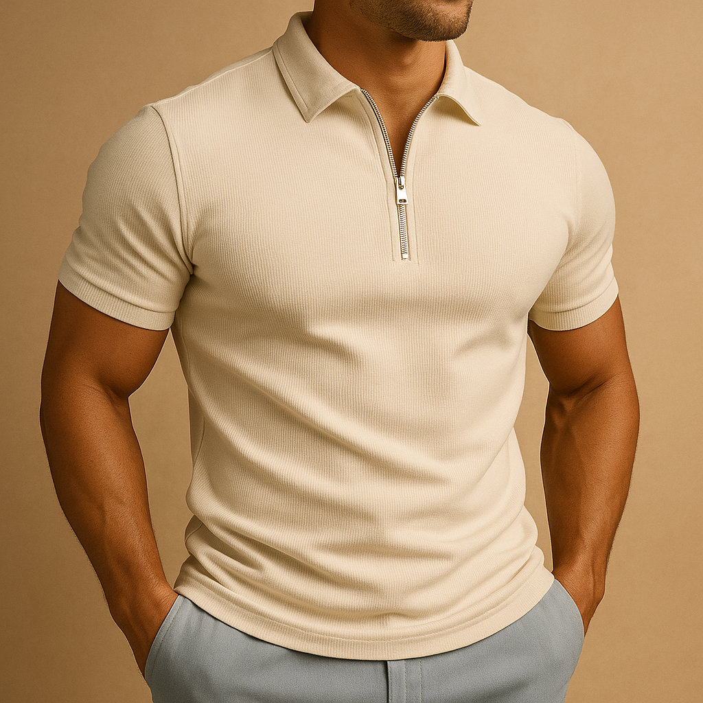 Men's Polo Shirt | Zip Neck & Slim Fit