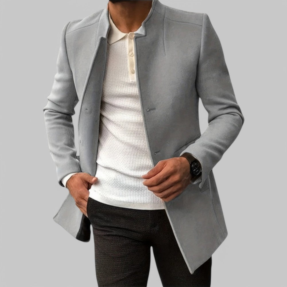 Men's Minimalist Button Winter Coat for Smart Casual Wear