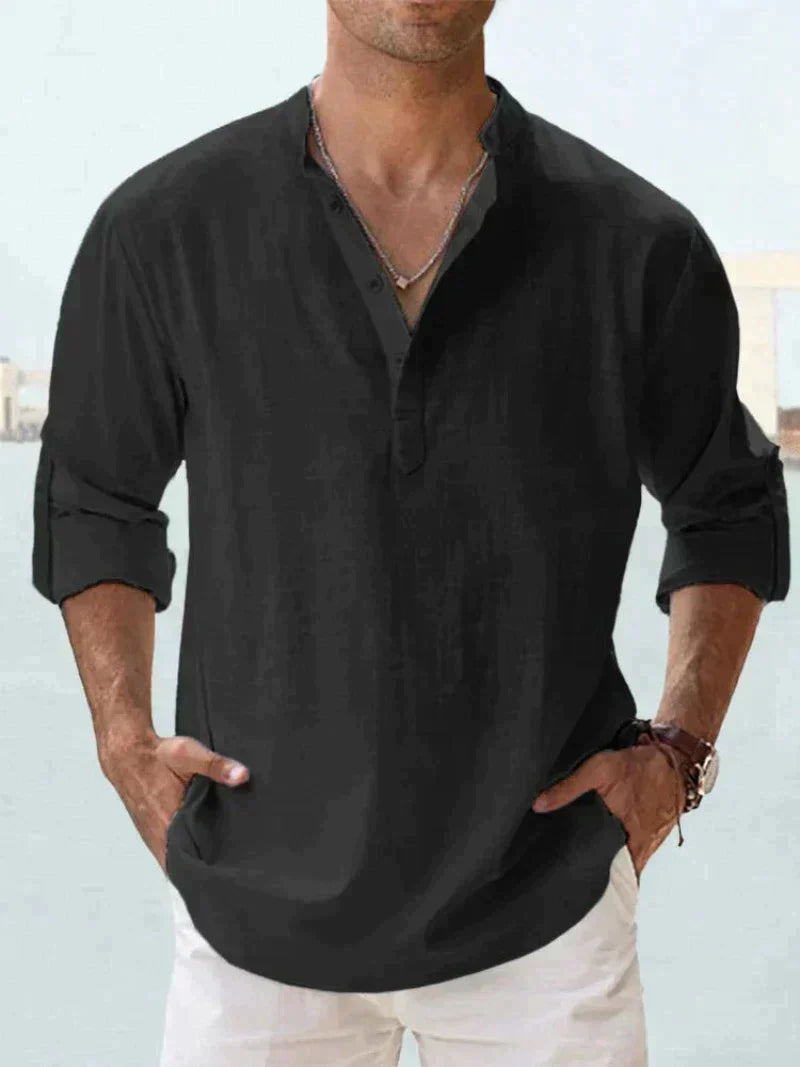 Men's Linen Button-Up Shirt for Summer Events