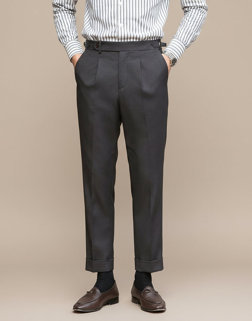 Men's Retro High-Waist Straight-Leg Trousers for Any Occasion