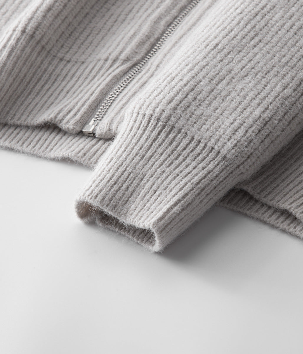 Men's Ribbed Funnel Neck Cardigan for Stylish Layering