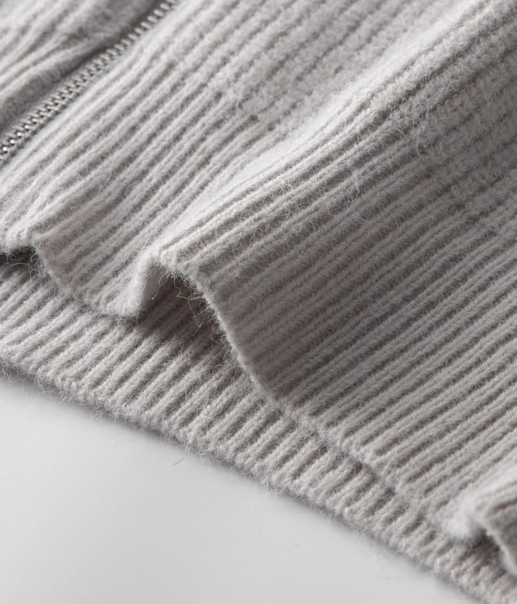 Men's Ribbed Funnel Neck Cardigan for Stylish Layering