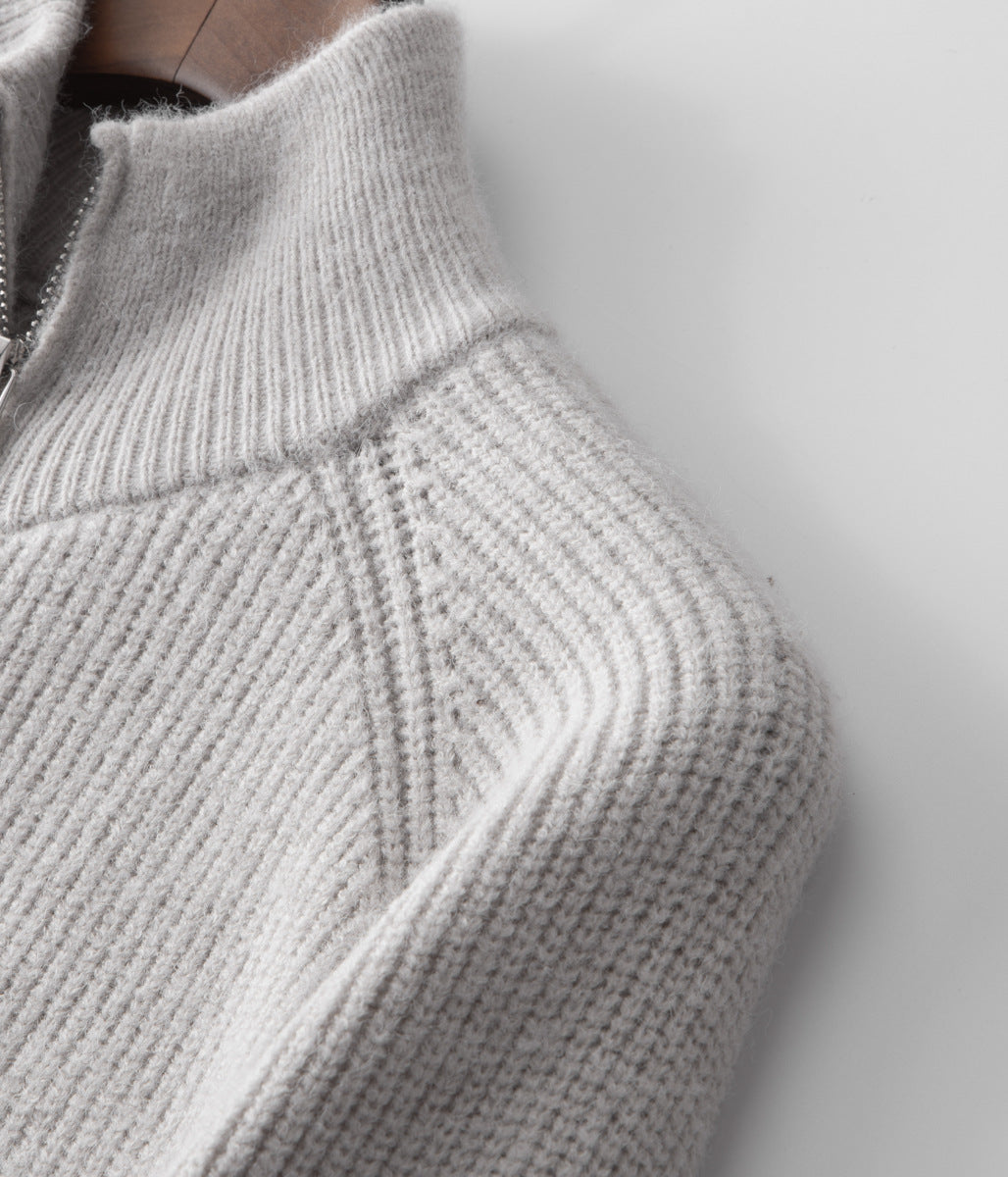Men's Ribbed Funnel Neck Cardigan for Stylish Layering