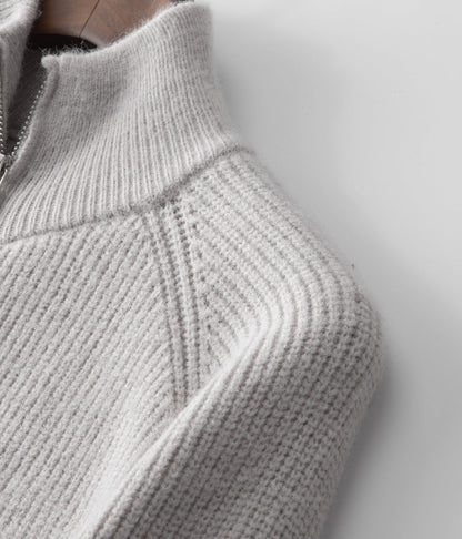 Men's Ribbed Funnel Neck Cardigan for Stylish Layering