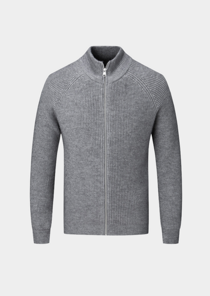 Men's Ribbed Funnel Neck Cardigan for Stylish Layering
