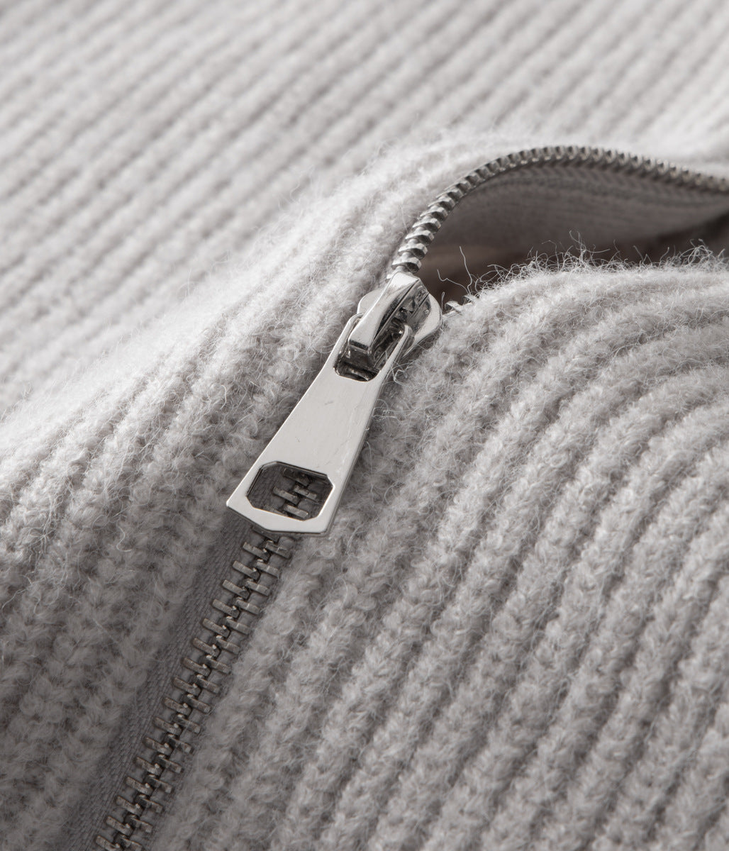 Men's Ribbed Funnel Neck Cardigan for Stylish Layering