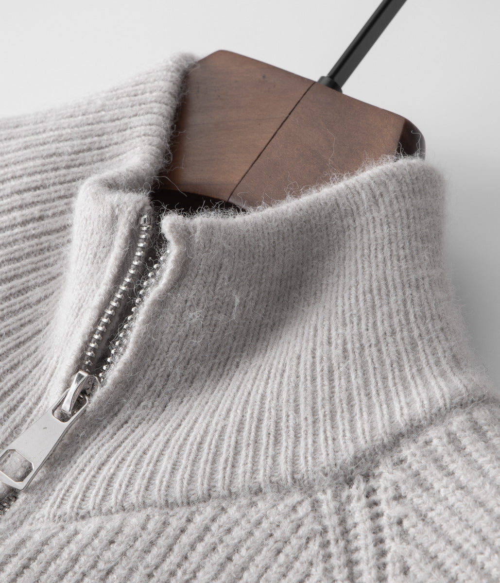 Men's Ribbed Funnel Neck Cardigan for Stylish Layering