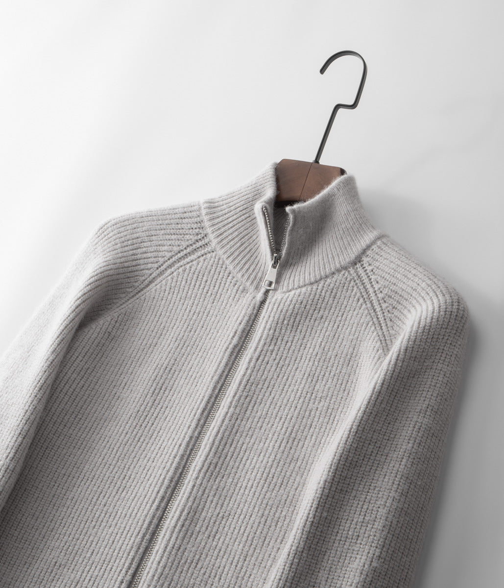 Men's Ribbed Funnel Neck Cardigan for Stylish Layering