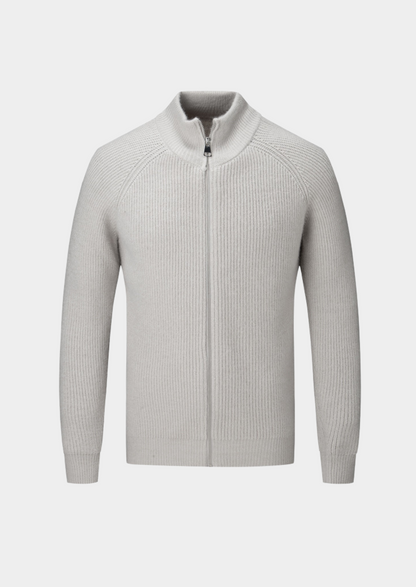 Men's Ribbed Funnel Neck Cardigan for Stylish Layering