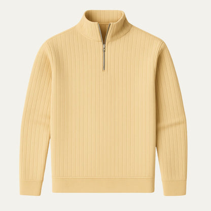 Men's Ribbed Knit Half Zip Sweater – Cozy Stand Collar Style